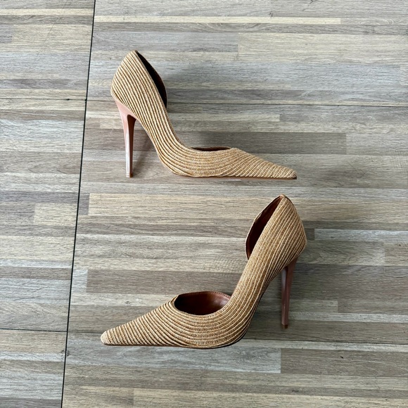 Steve Madden ELEGANT natural raffia pointed toe stiletto pump heels, women’s 6 - Picture 6 of 8